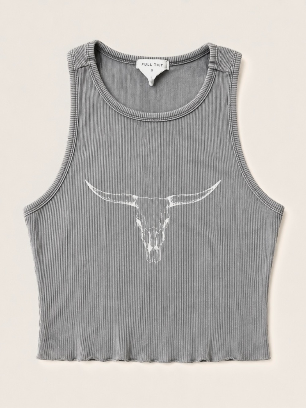 Full Tilt Longhorn Graphic Ribbed Tank Top Size M